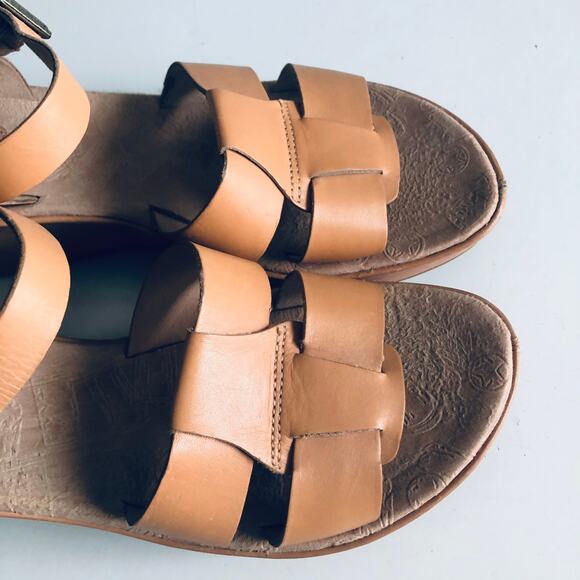 Kork-Ease 'Emilie' SZ 10 Tan Leather Wedge Comfort Sandal Platform - Picture 9 of 15